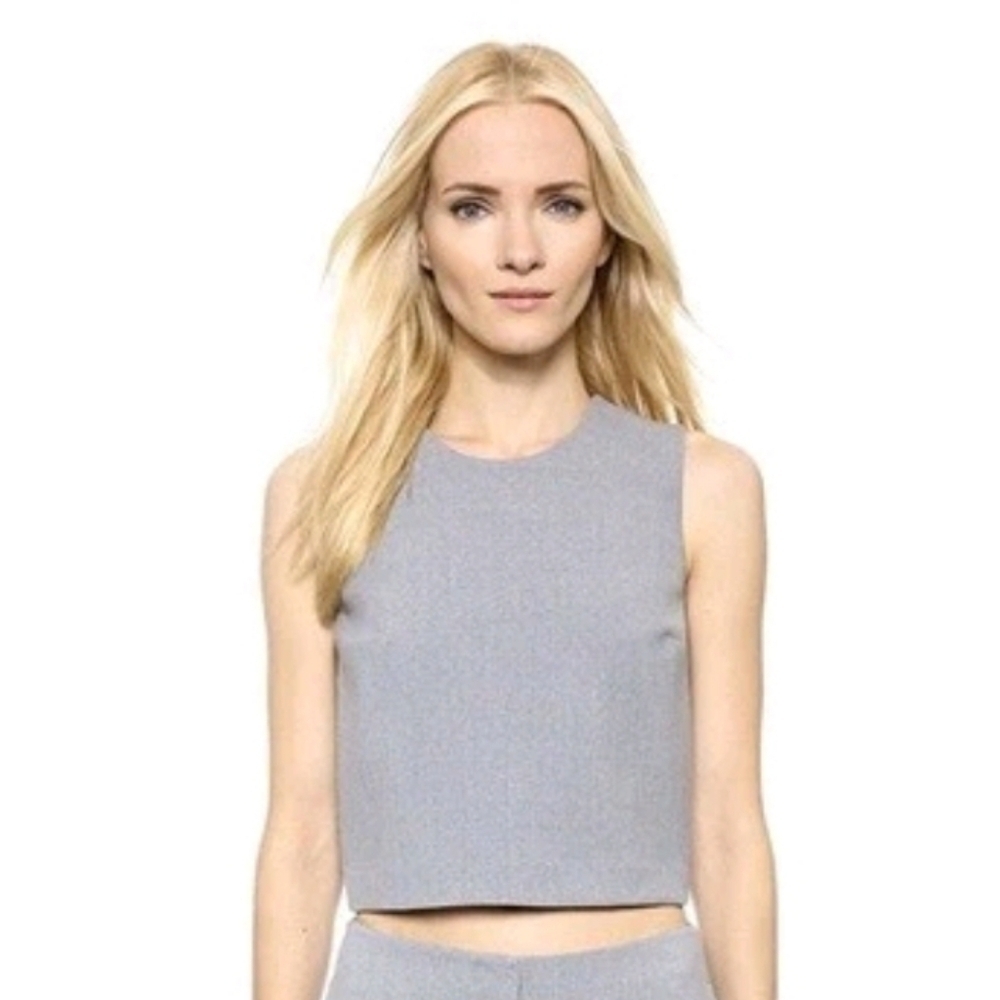 Theory Yuranda Cropped Blouse Dusk Gray Exposed Zip Minimalist Top Small